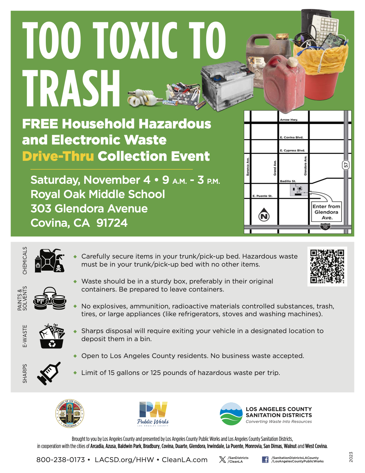FREE Household Hazardous Waste Recycling Event for COVINA 2023